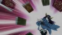 Seilah attacking with her books.png